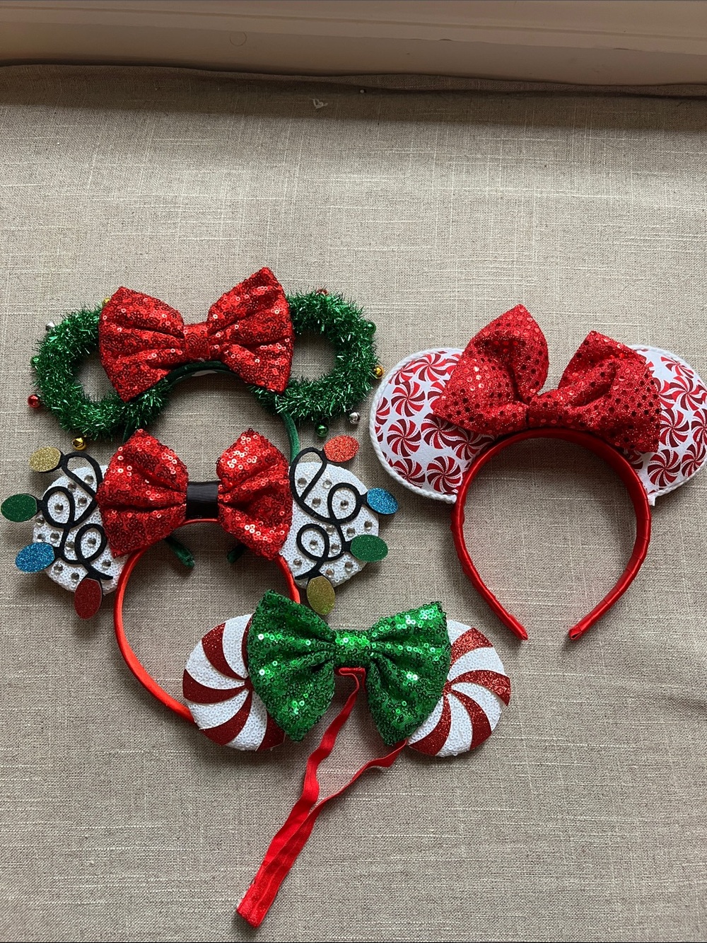Holiday DIY Mouse Ear Headband - Red & Green